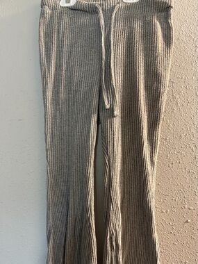 Derek Heart Ribbed Drawstring Joggers in Light Gray